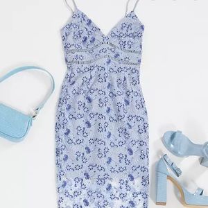 Bardot Lace Dusty Blue Dress